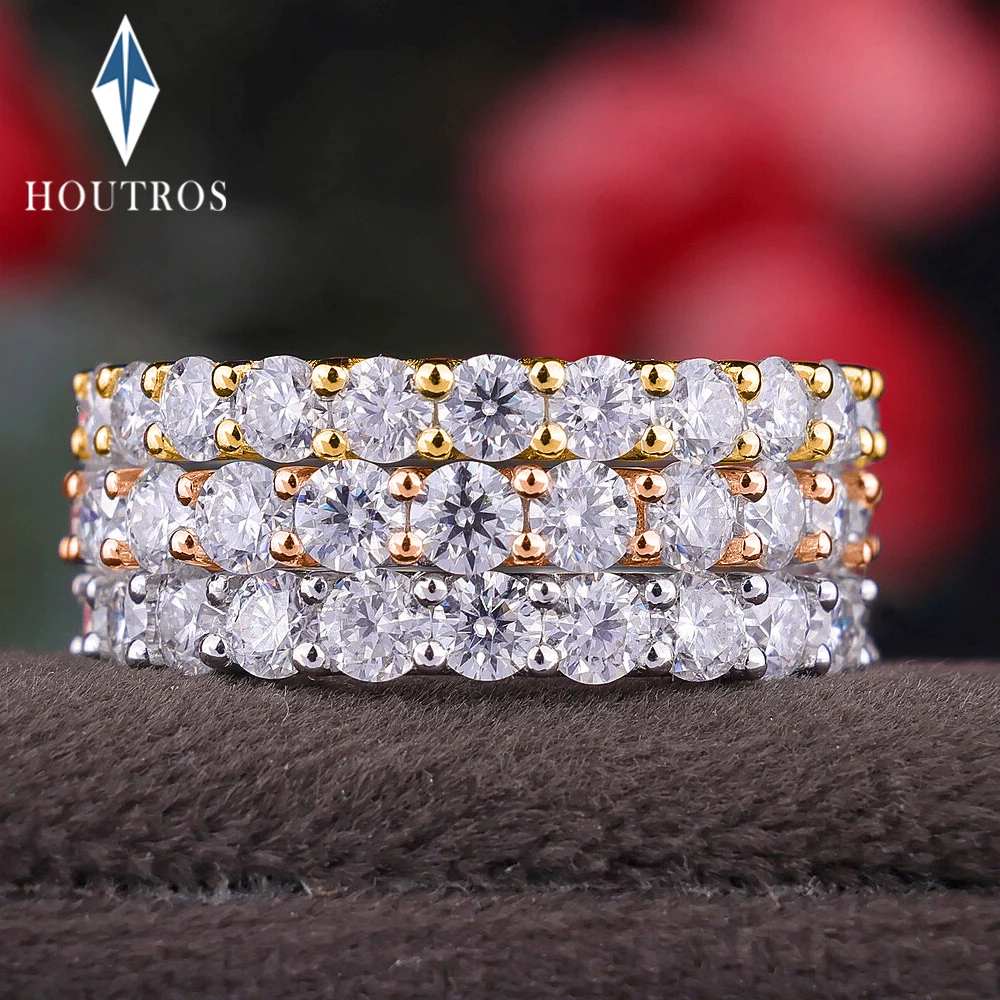 

Обручальные кольца с муассанитом Full Eternity 3 мм для женщин, стерлинговое серебро 925 пробы, позолоченное 18 карат, штабелируемое кольцо, ювелирные изделия, подарок на годовщину