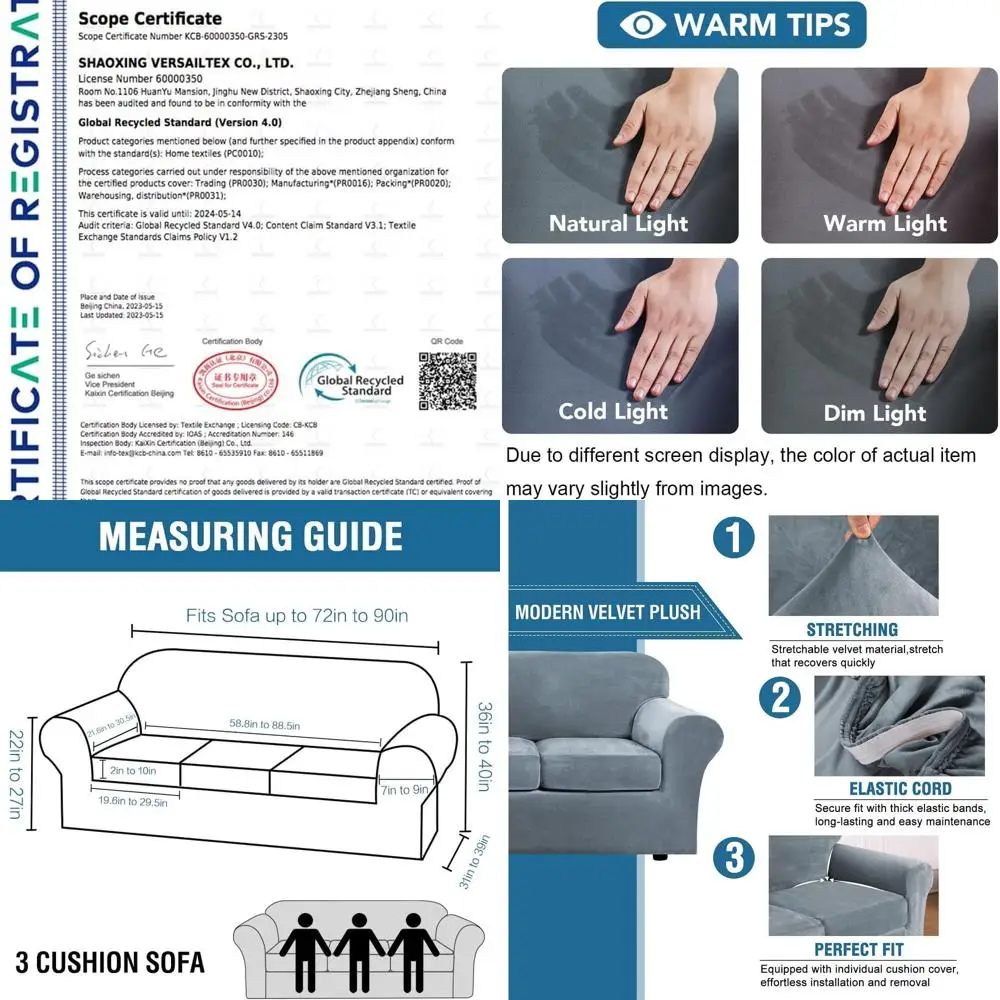 

Роскошный эластичный бархатный чехол для дивана, комплект из 4 предметов, подходит для диванов с 3 подушками шириной до 90 градусов, каменно-синий