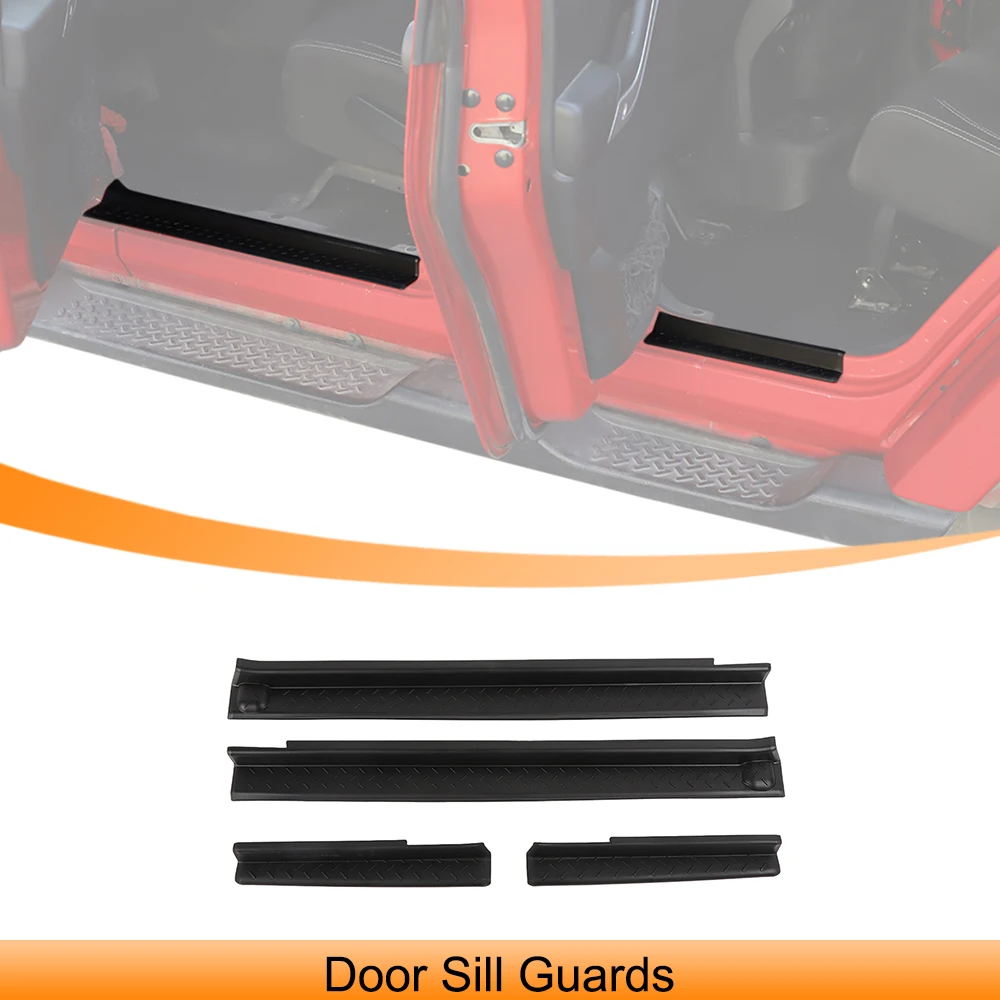 Car Door Sill Scuff Plate Guards Door Entry Pad Threshold Protector for Jeep Wrangler JK 4-Door 2007-2017 Interior Accessories
