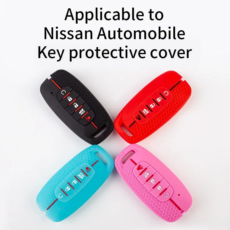 2/3/4/5 Button Silicone Rubber Car Key Cover Case Shell for Nissan Model 23 Rogue Car Key Protector Auto Accessories