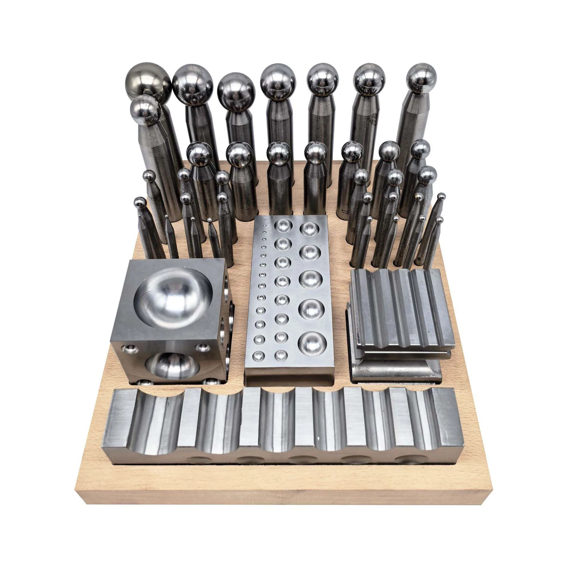 Strong Ostrich 40-Piece Jumbo Doming Dapping Punch Set Bezel Forming Swage Block Carbon Steel Jewelry Making
