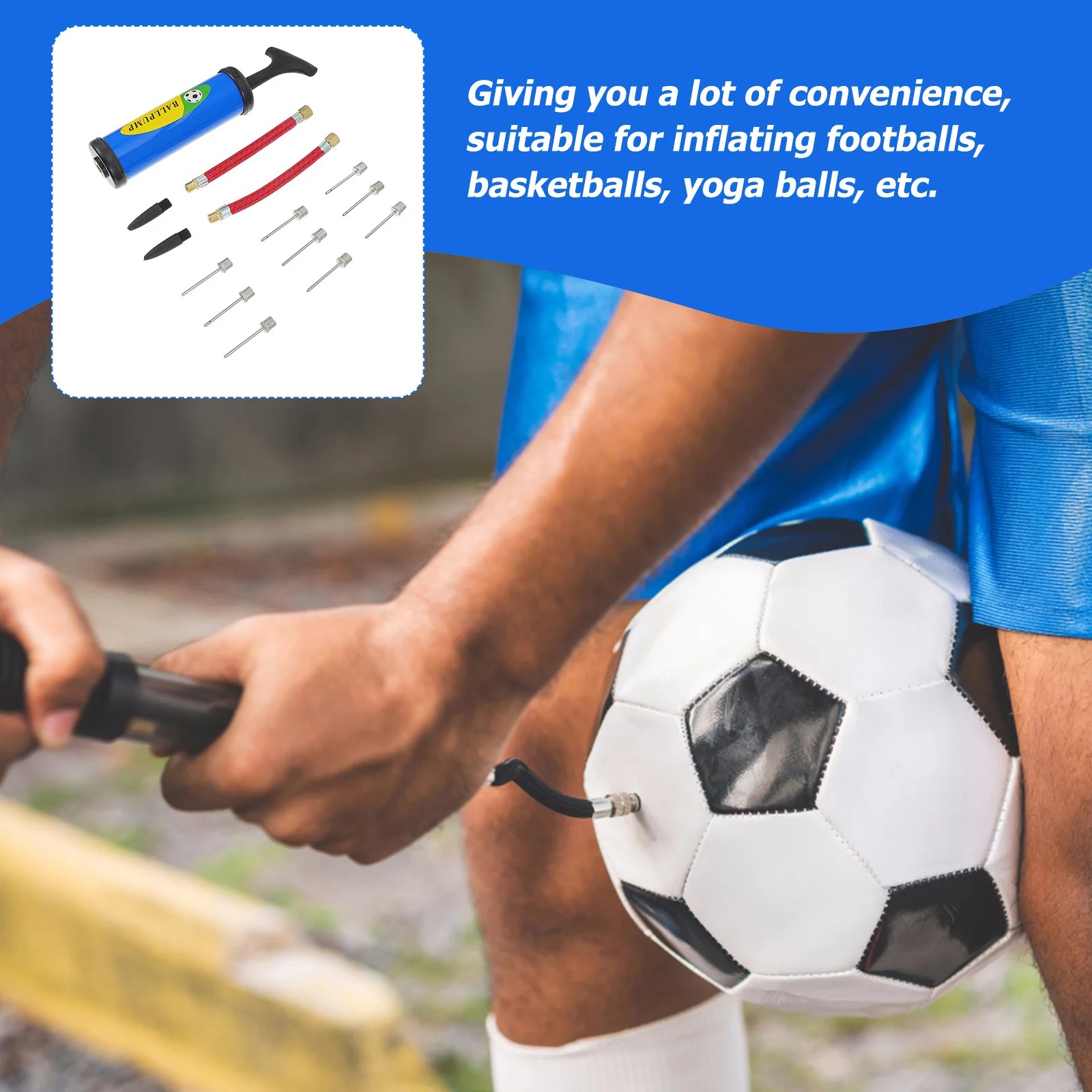 1 مجموعة قوية آمنة لفترة طويلة استخدام كرات صغيرة نافخة مجموعة التصميم العملي فوهات متعددة كرات رياضية مضخة عدة