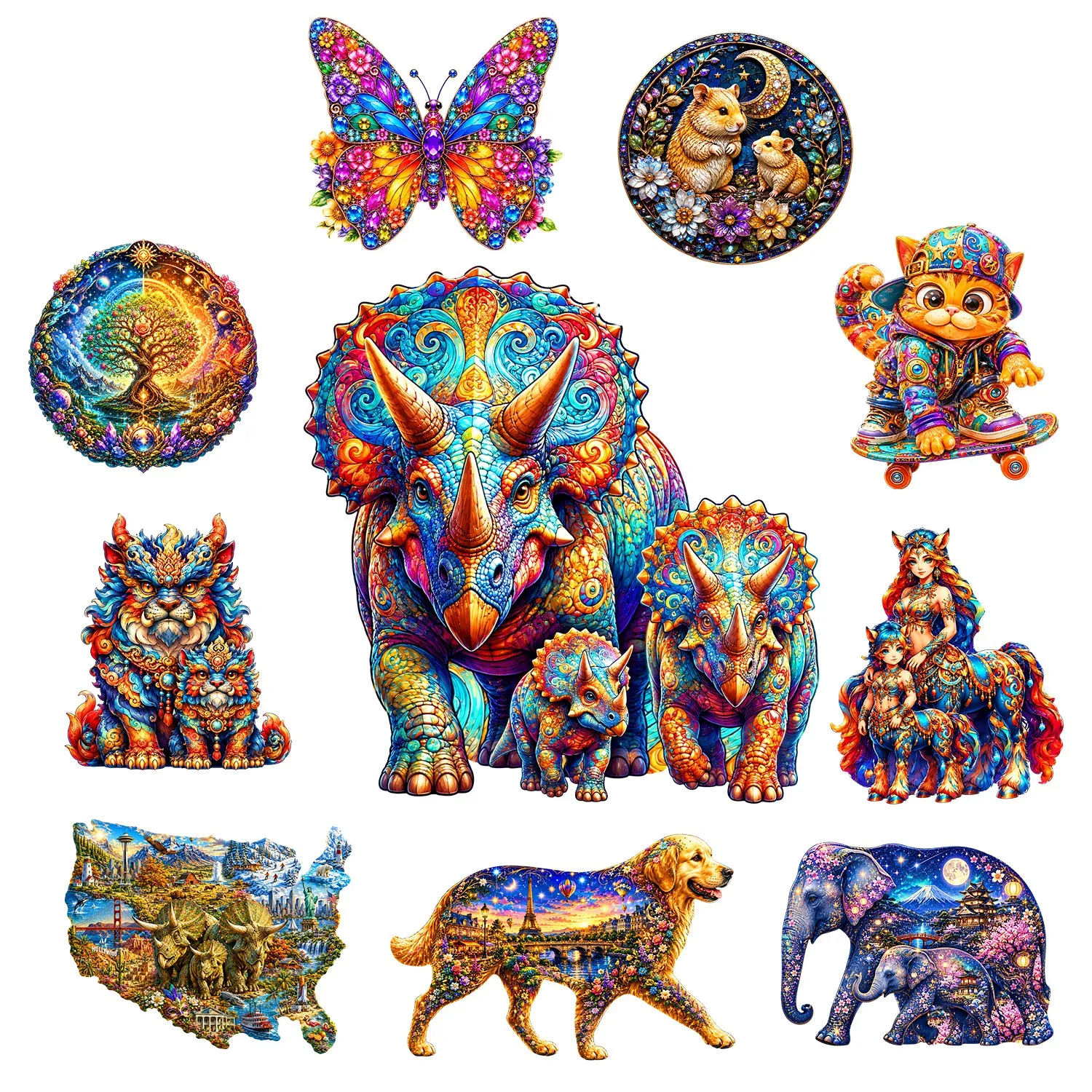 Puzzle en bois papillon coloré, jouet puzzle animal, puzzle d'animaux, casse-tête, cadeau idéal pour Noël, anniversaire