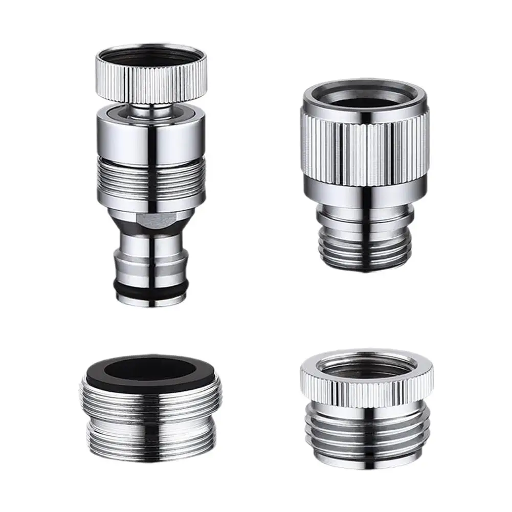 4x Brass Faucet Adapter Chrome Finish for Garden Hose Shower Connection Quick Connect Fitting for Home Water Applications