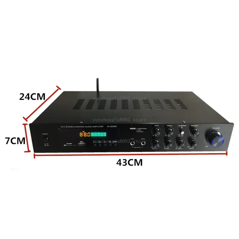 Bluetooth Digital Power Amplifier, 2.1 Channel Amplifier, Desktop Amp with FM Radio, USB/SD Playback & Remote Control