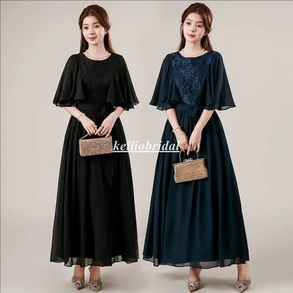

Customized Mother Of The Bride Dresses For Garnden Weddinig Party Round Neckline Chiffon Summer Beach Wedding Gown YSM196