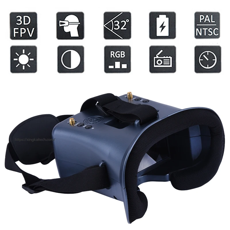 5.8G 40CH FPV Drone Goggles com 4,3 polegadas de alta definição de alto brilho LCD Display e built-in receptor ultra sensível