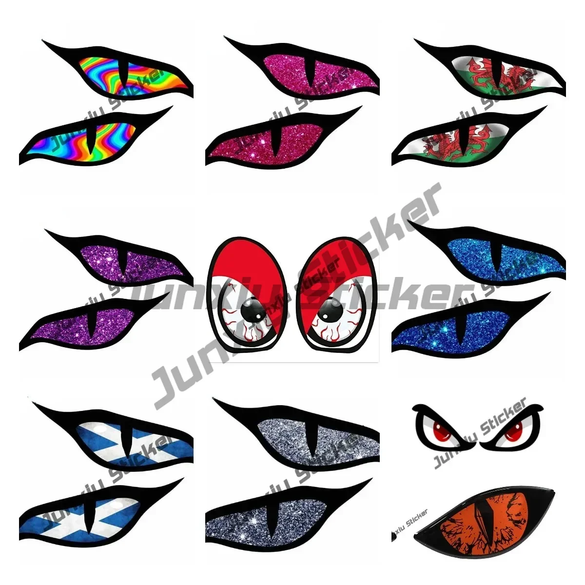 

Evil Eye Sticker Cartoon Design Psychedelic Rainbow Motorbike Biker Helmet Car Sticker Mirror Cover Scratches Car Decoration