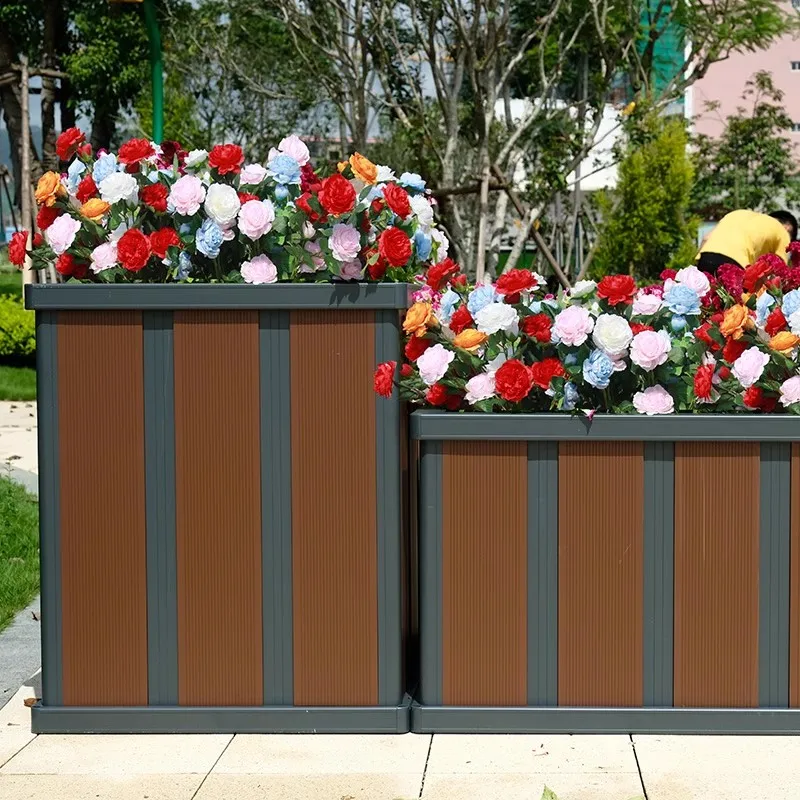 Aluminum alloy flower box outdoor combination flower slot road municipal landscape flower bed courtyard balcony planting box