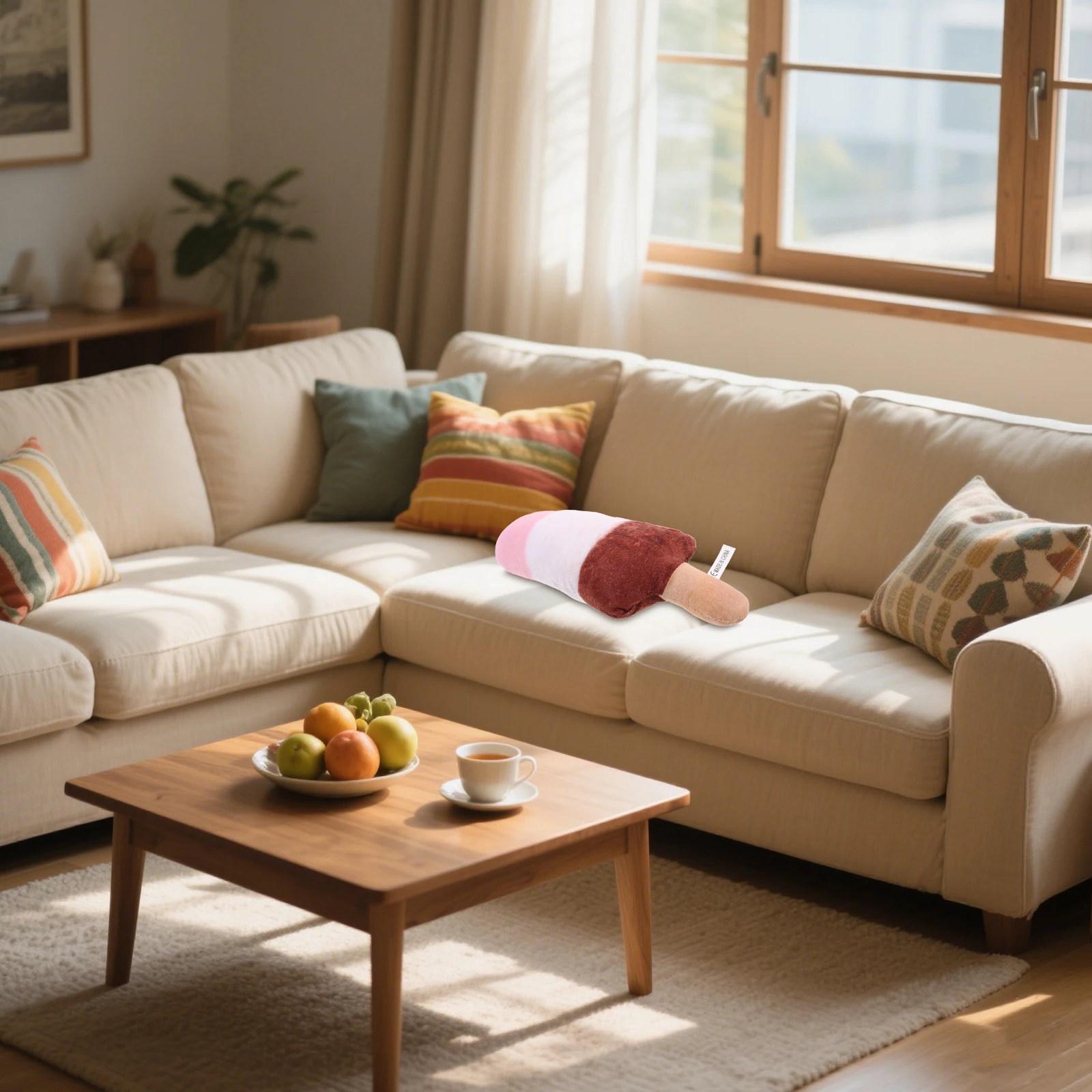 

Creative Ice Cream Shaped Pillow Soft Realistic Decorative Cushion for Home Kids Room Party Window Display Food Display Prop