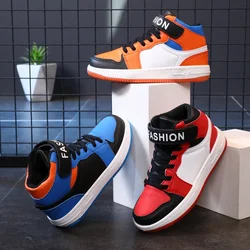 Outdoor Large Size Children's Shoes Basketball Girls Sports Boys Casual Leather High Top Running Non-slip Student Walking Shoes