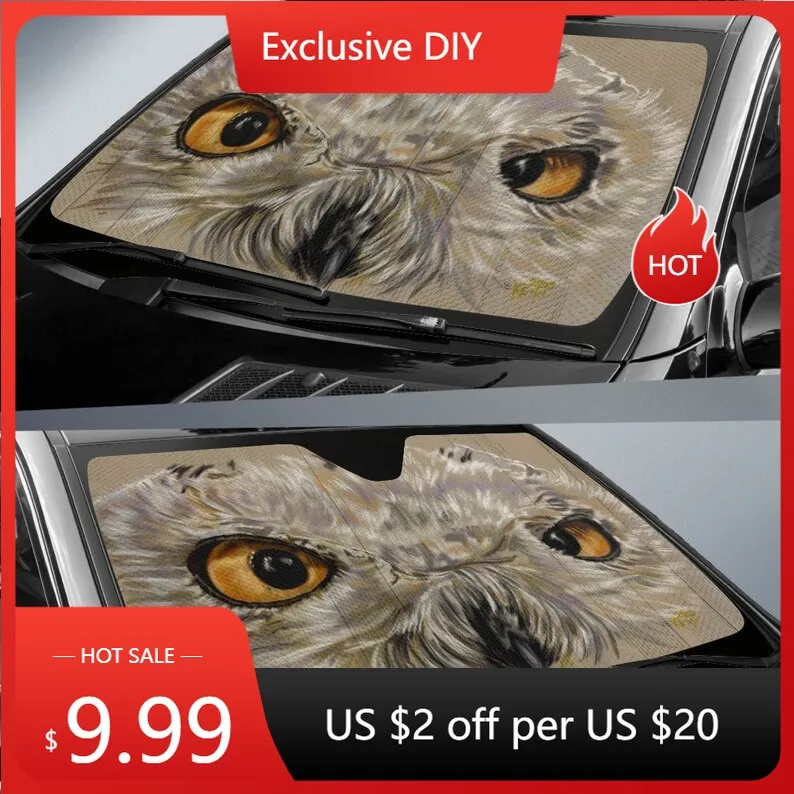 Snowy Owl Car Sunshade