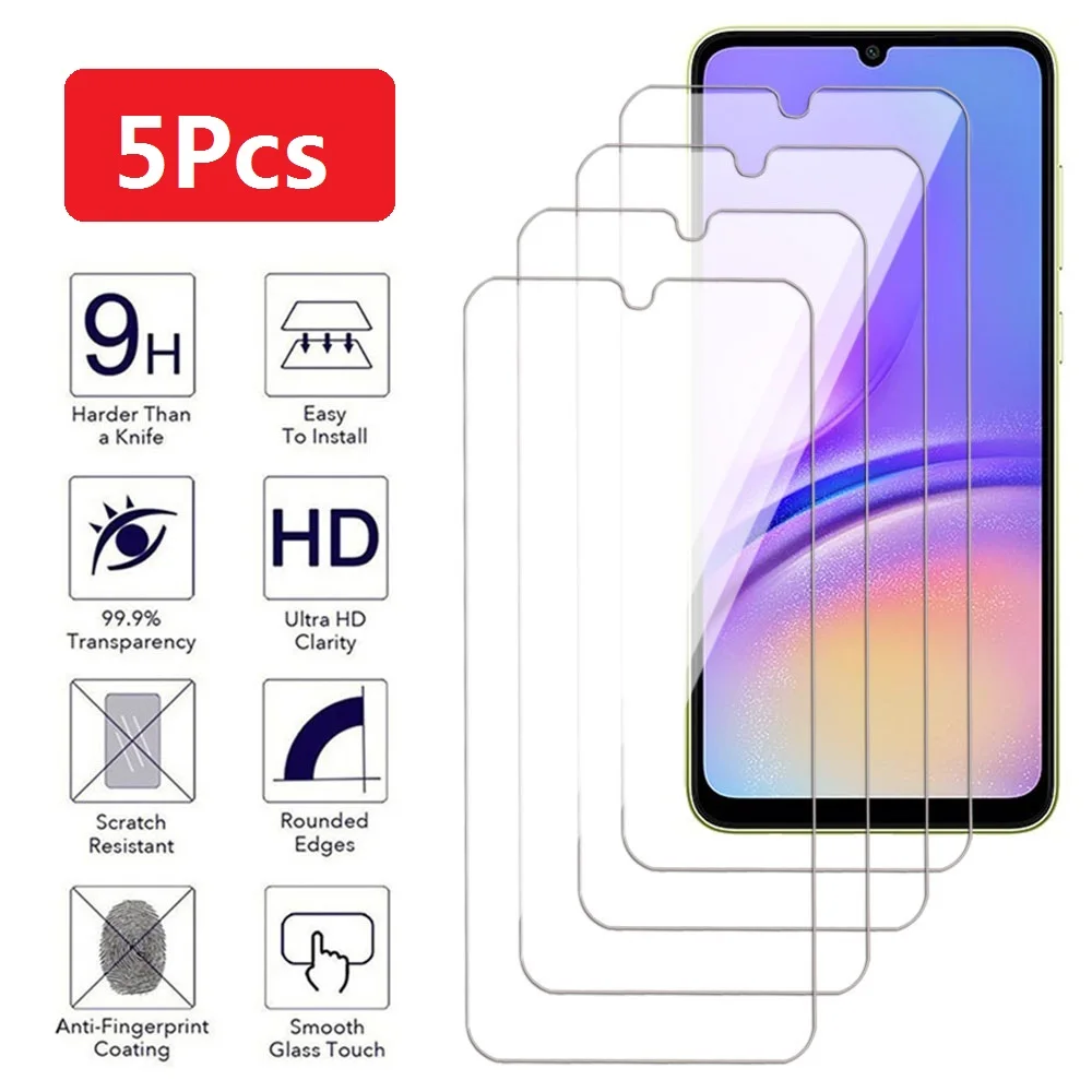 5 قطعة الزجاج المقسى لسامسونج غالاكسي A16 A36 A56 A06S A26 حامي الشاشة A55 A35 A25 A15 A05S A54 A34 A53 A14 A04 A04S 5G