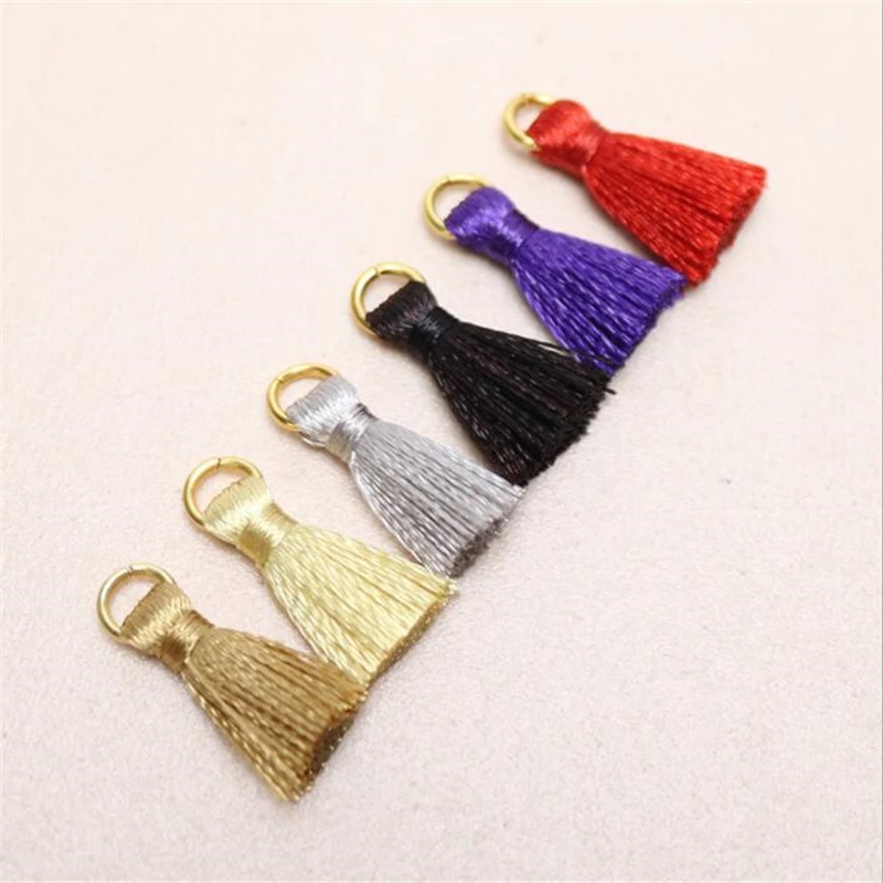 20pcs/lot 20mm mini small silk tassel for earrings jewelry making diy tassels with gold ring jewelry accessories fringe findings