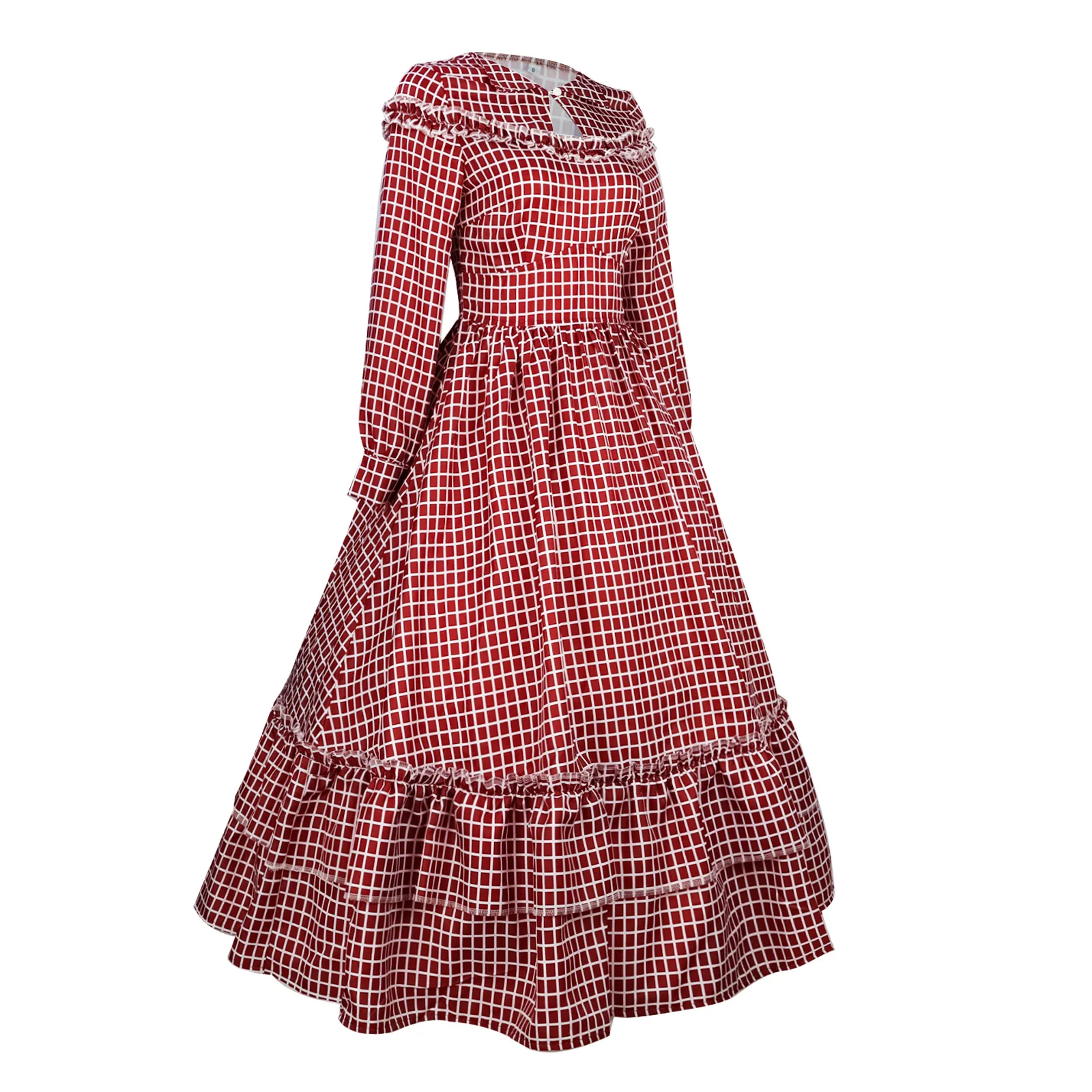 Renaissance Historical Period Plaid Dress Medieval Victorian Civil War Tea Garden Dress Theatre Stage Performance Ball Gown