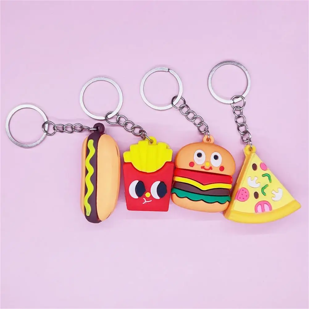 Schlüssel Halter Anhänger Leichte Keychain PVC Weichen Kleber Dekorieren Chic Hamburger Pommes Essen Auto Keychain