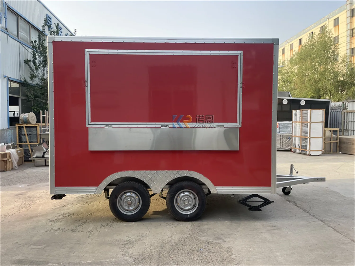 맞춤형 레드 푸드 트레일러, 야외 핫도그 아이스크림 패스트 푸드 트럭, 주방 장비 트럭 포함, 3m