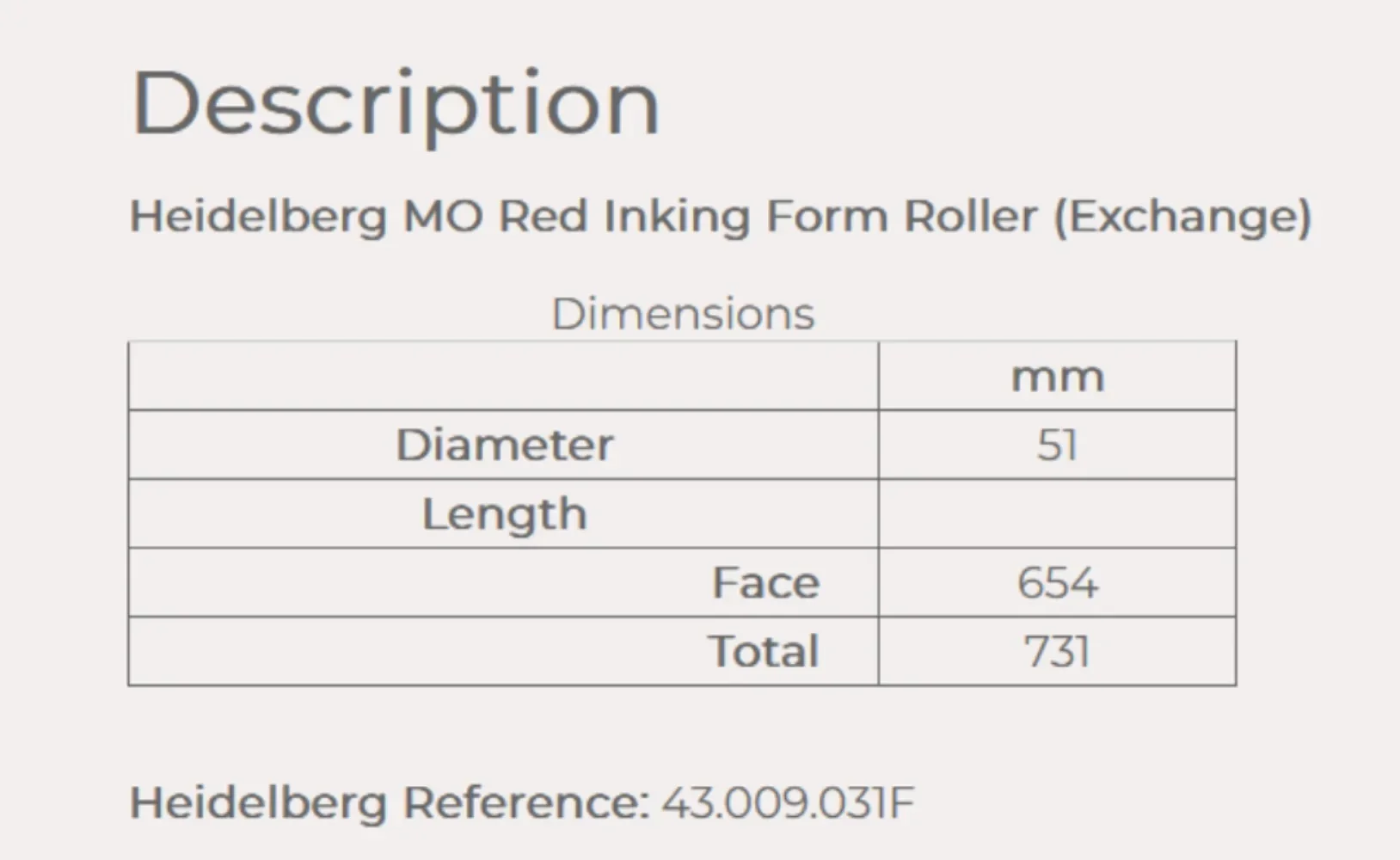43.009.031F Intermediate Roll For Heidelberg MO Printing Machine Parts