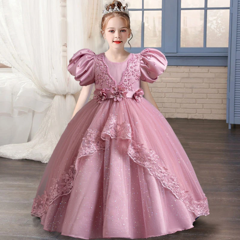 

New Baby Dress Bubble Sleeves Lace Birthday Party Girl Princess Dress Wedding Dress Fashion Party Elegant Girl Dress Dress