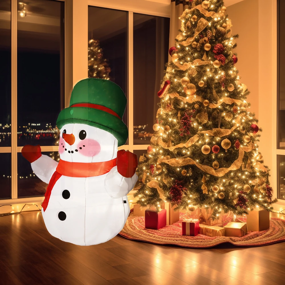 4ft Kerst Opblaasbare Sneeuwpop Met Ingebouwde Led Licht Outdoor Kerstfeest Decoratie Navidad Cosplay Pak