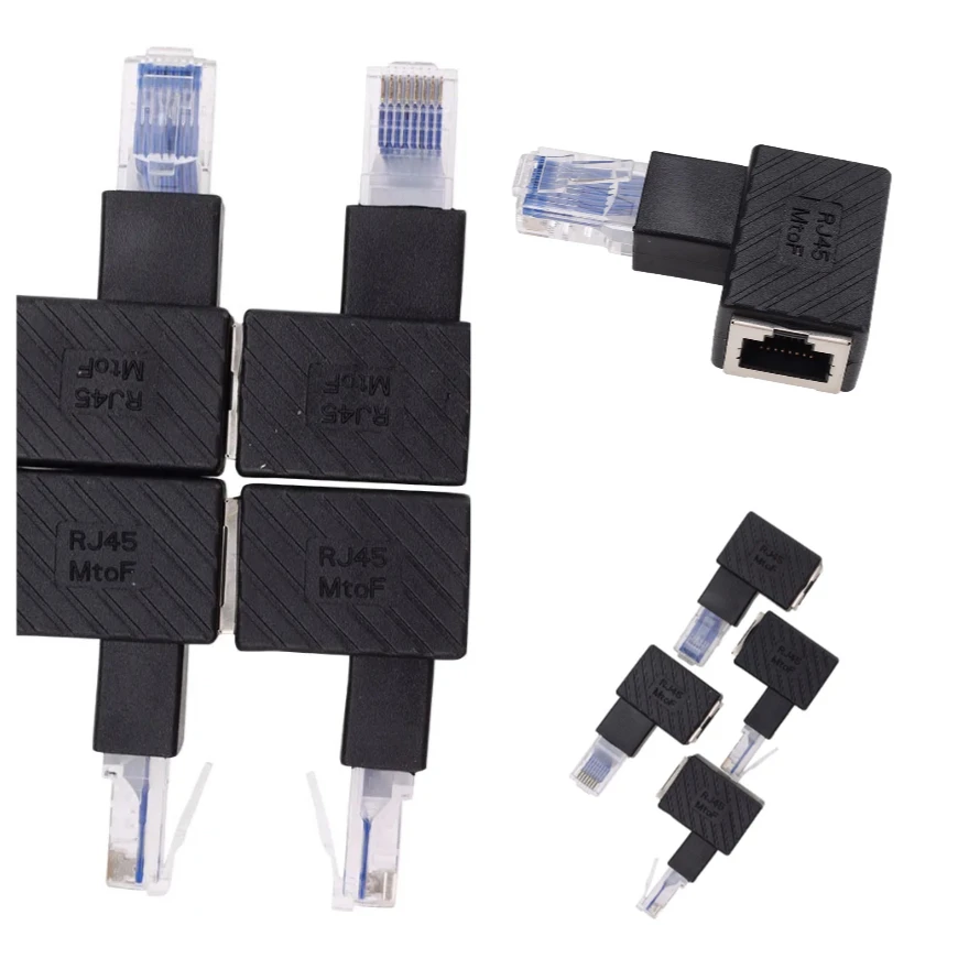 

300pcs 90 Degree Angle Network LAN RJ45 Male to Female Connector Adapter for Cat5 Cat6 Ethernet Extension Converter
