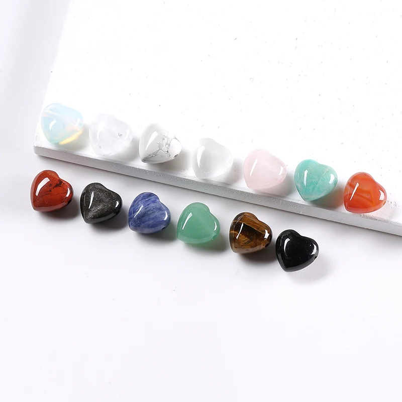 1 Pc Natural Stone Love Heart Shape Beads Agate Crystal Amethyst Horizontal Hole Beads 15mm for DIY Jewelry Making Accessoy
