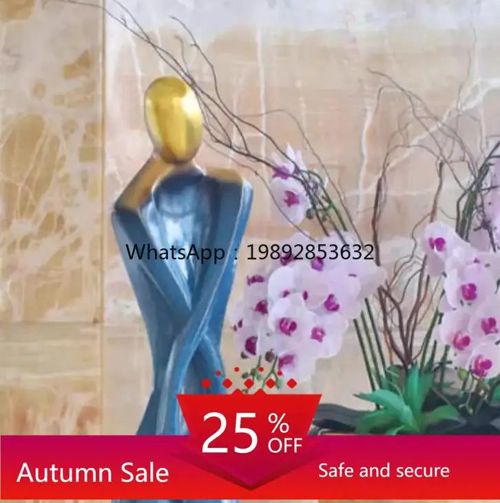 

figure ornament, vertical height art decoration floor sculpture next to the TV cabinet in the entrance of the living room