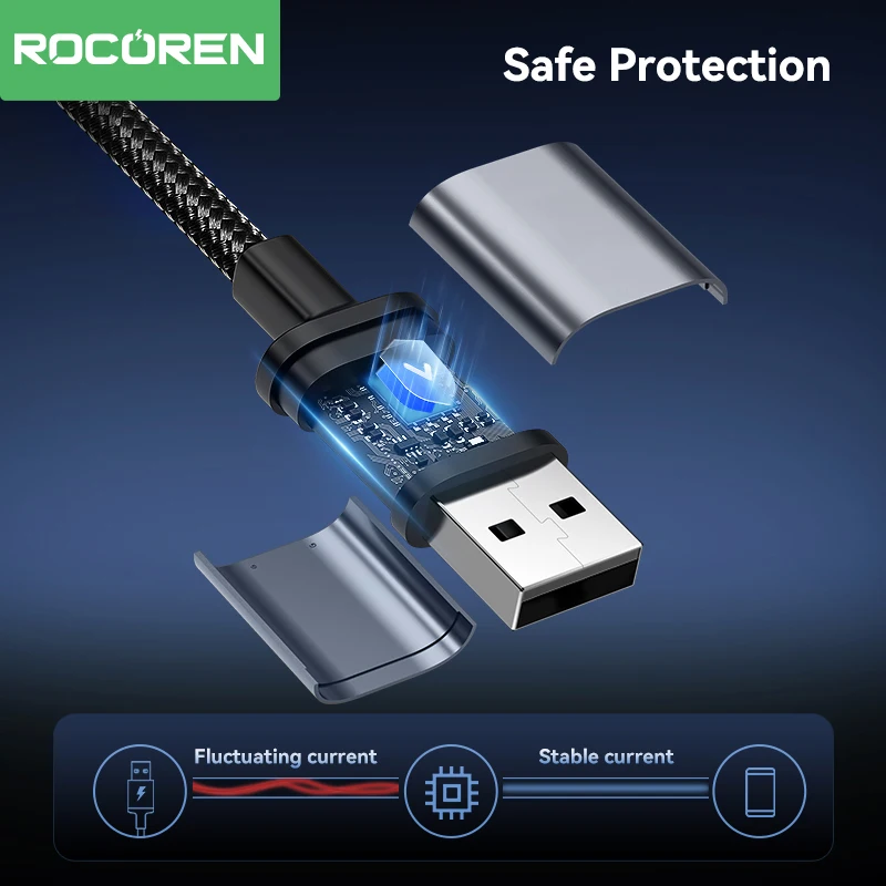 Kabel Rocoren 3A 90 stopni USB typu C QC 3.0 szybkiego ładowania do telefonu komórkowego Samsung Huawei Xiaomi przewód do ładowania łokcia