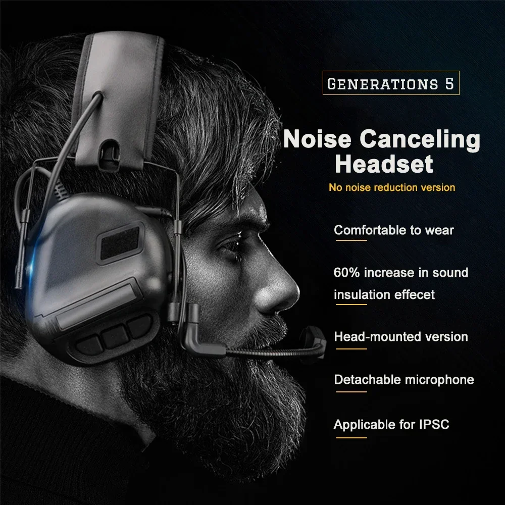 

Tactical Headset Headphone Tactical Ear-muffs Shooting Headsets Hunting Hearing Protector Ear Protective Earmuff Use with PTT