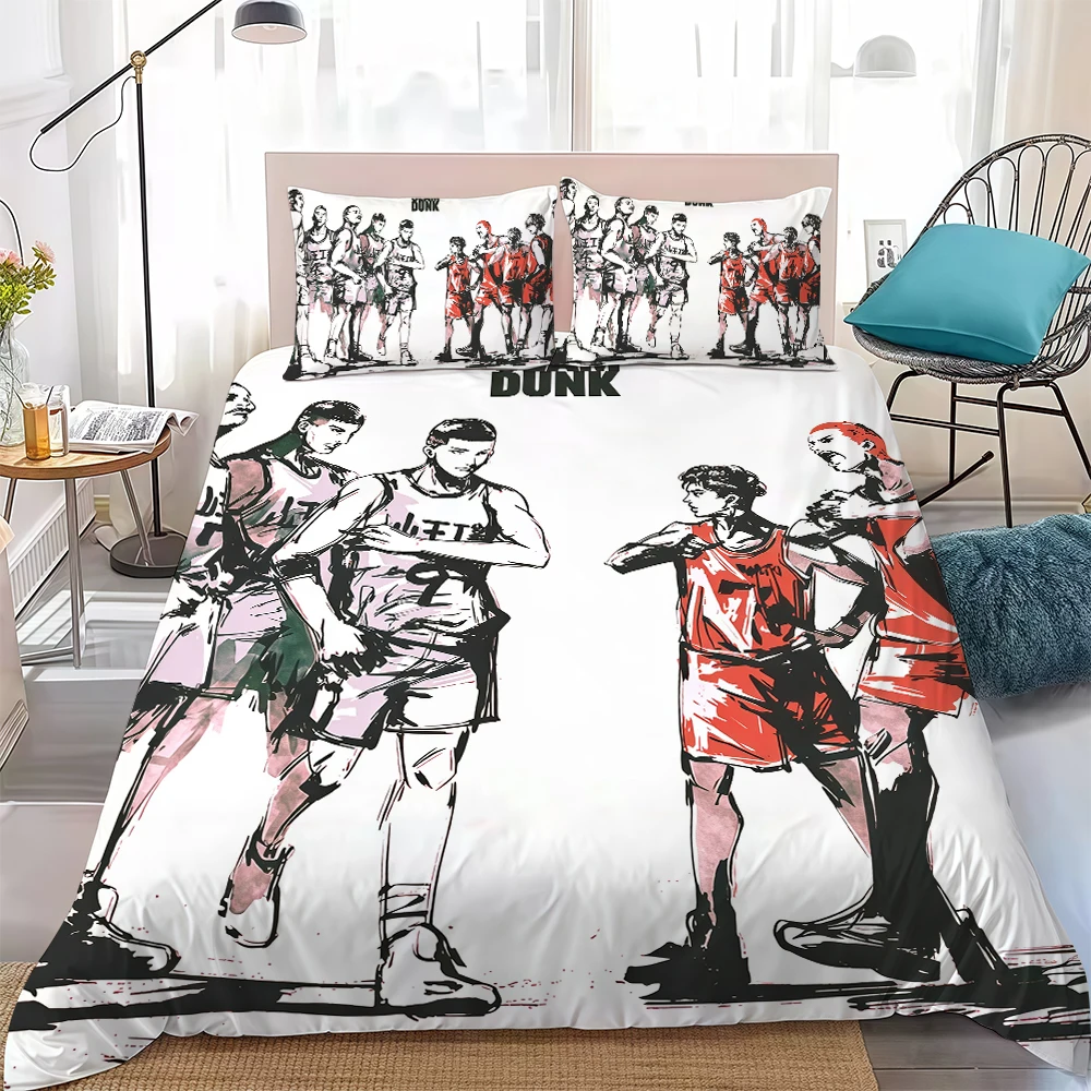 Sakuragi أنيمي سلام D-Dunk حاف مجموعة غطاء لينة غسل القطن السرير 3 قطعة الصيف مريحة طالب عنبر المنزل الطفل الفراش