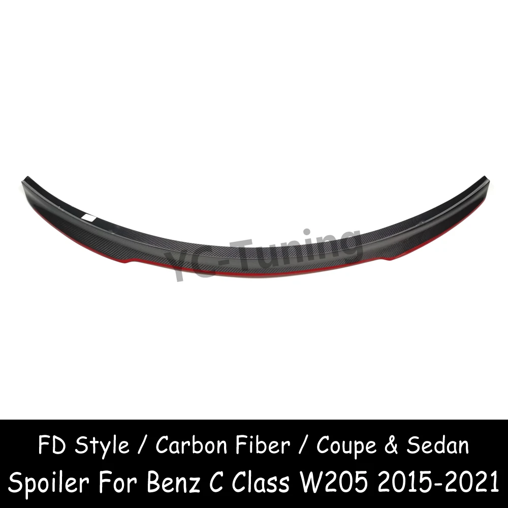 W205 FD Style Carbon Fiber Rear Trunk Spoiler For Mercedes C Class W205 C160 C180 C200 C300 C43 C63 Spoiler duck tail 2015-2021
