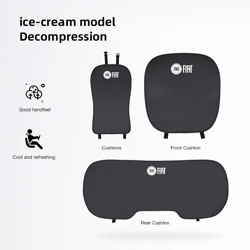 Car Seat Cushion Cover Ice Silk Breathable Backrest Soft Mat For Fiat 500 Panda Cronos Argo Punto Tipo Doblo Abarth Bravo Ducato