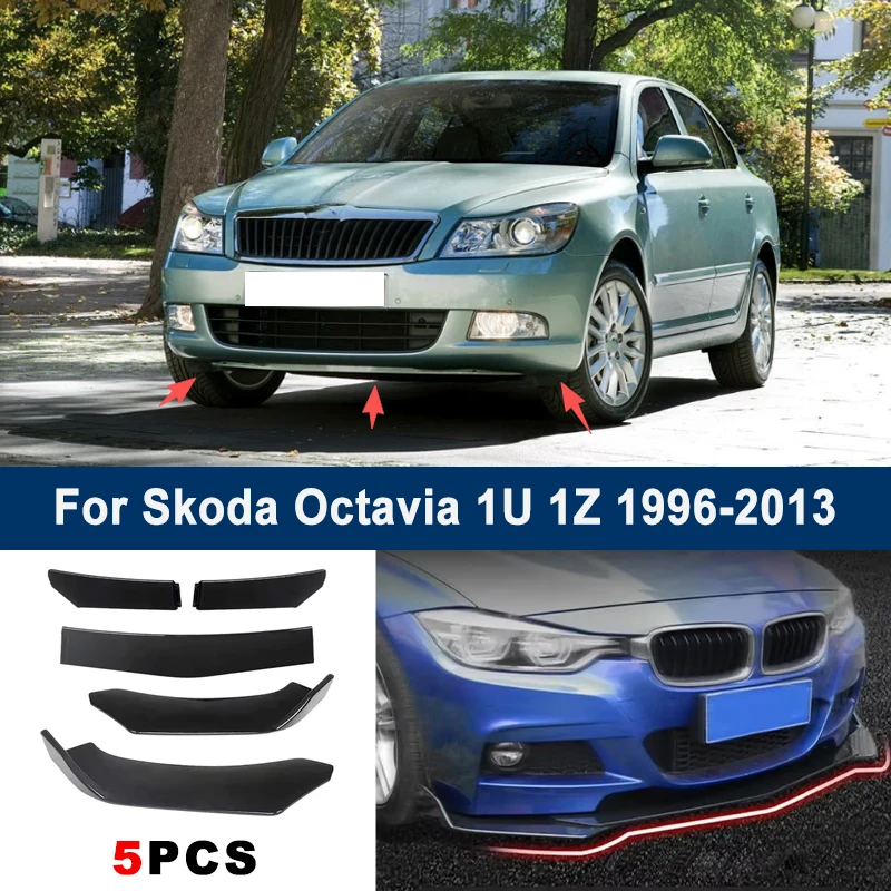 

Adjustable 5Pcs Sectional Front Spoiler Lip For Skoda Octavia 1U 1Z 1996-2013 Front Bumper Splitter Car Exterior Sport Body Kit