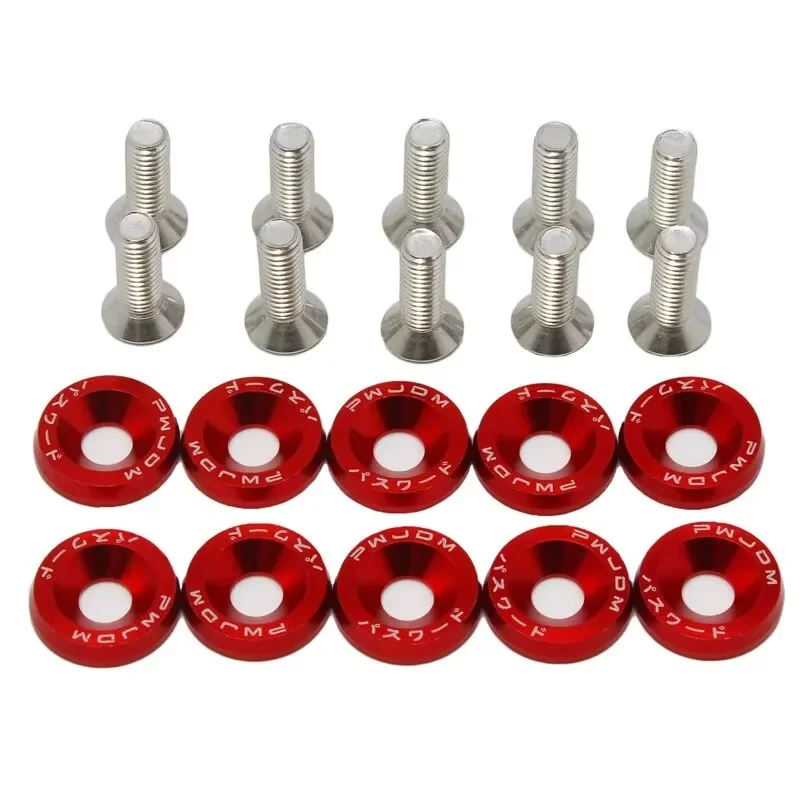 10Pcs M6 Car Styling Modified Fasteners, Concave Head Screws, Fender Washer Gaskets for Bumper Engine License Plate