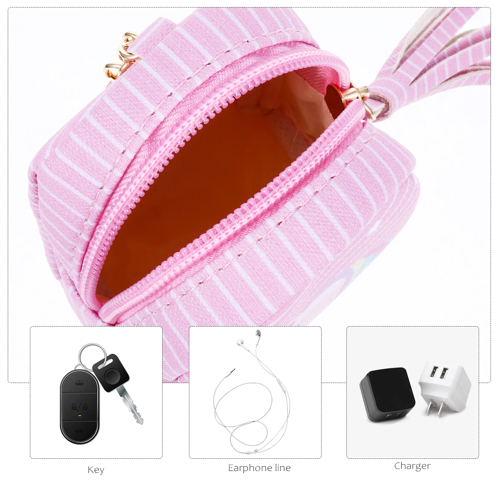 1pc Cartoon Mini Bag For Storage Adorable Change Lovely Adorable Coin Purse Coin Purse Earphone Cable Bag Keys Coins