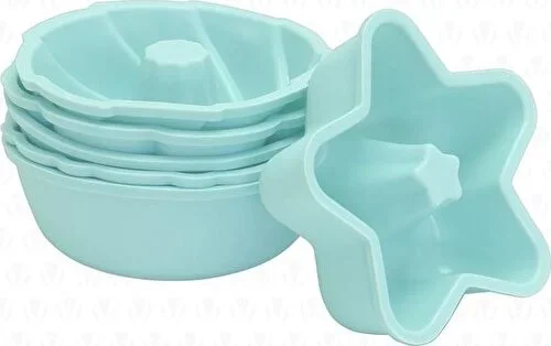 

6 Piece Silicone Fireproof Non-stick Cake Mold Set-Turquoise