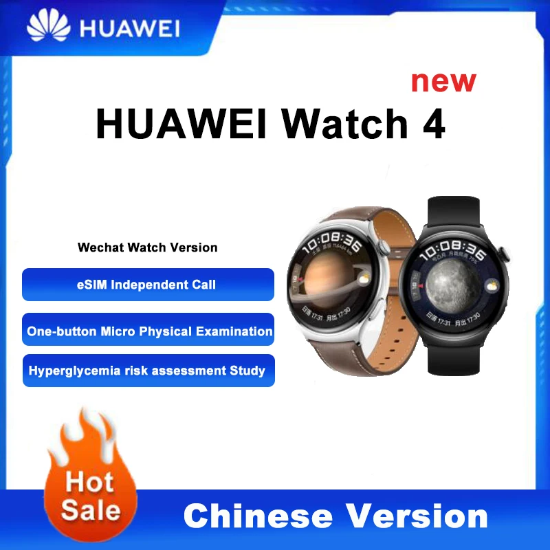 

Новинка 2023, часы HUAWEI WATCH 4 Phantom Moon, ремешок для часов из флюоровной резины, ремешок с одной кнопкой для микро-медицинского обследования, независимый вызов