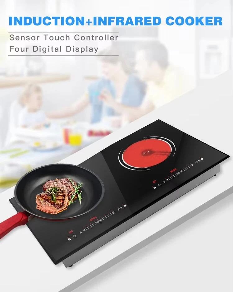 New multifunctional microcomputer touch device with built-in 2 burners electric ceramic cooker induction cooker