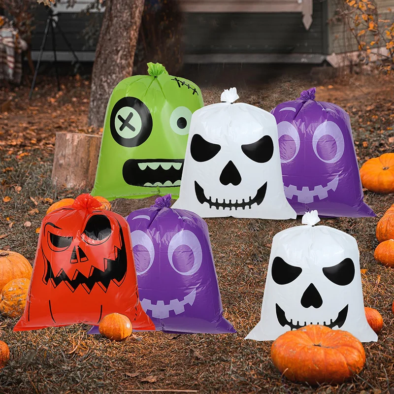 Große Halloween-Kürbis-Müllblattbeutel aus Kunststoff für Zuhause, Outdoor, Garten, Hof, Dekoration, Rasentasche, fröhliche Halloween-Party-Requisiten – Detail 8