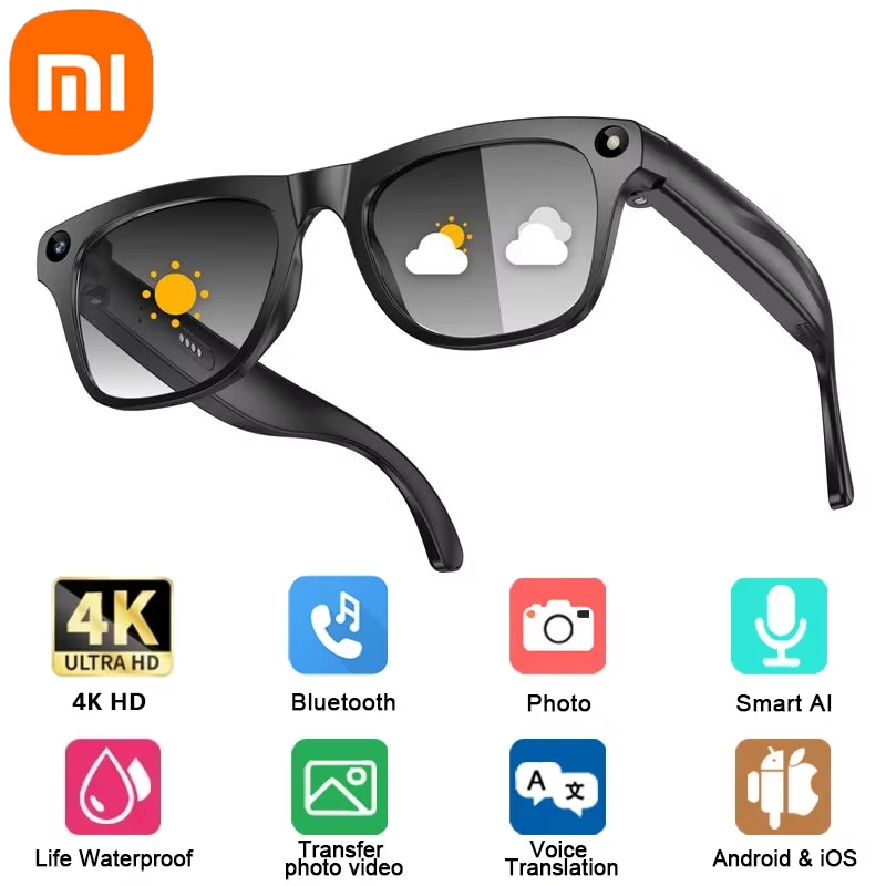 Xiaomi 4K AI Camera Bril 800MP Multifunctionele Fotochromatische Slimme Bril Bluetooth Bellen Foto Video Muziek Vertaling Nieuw