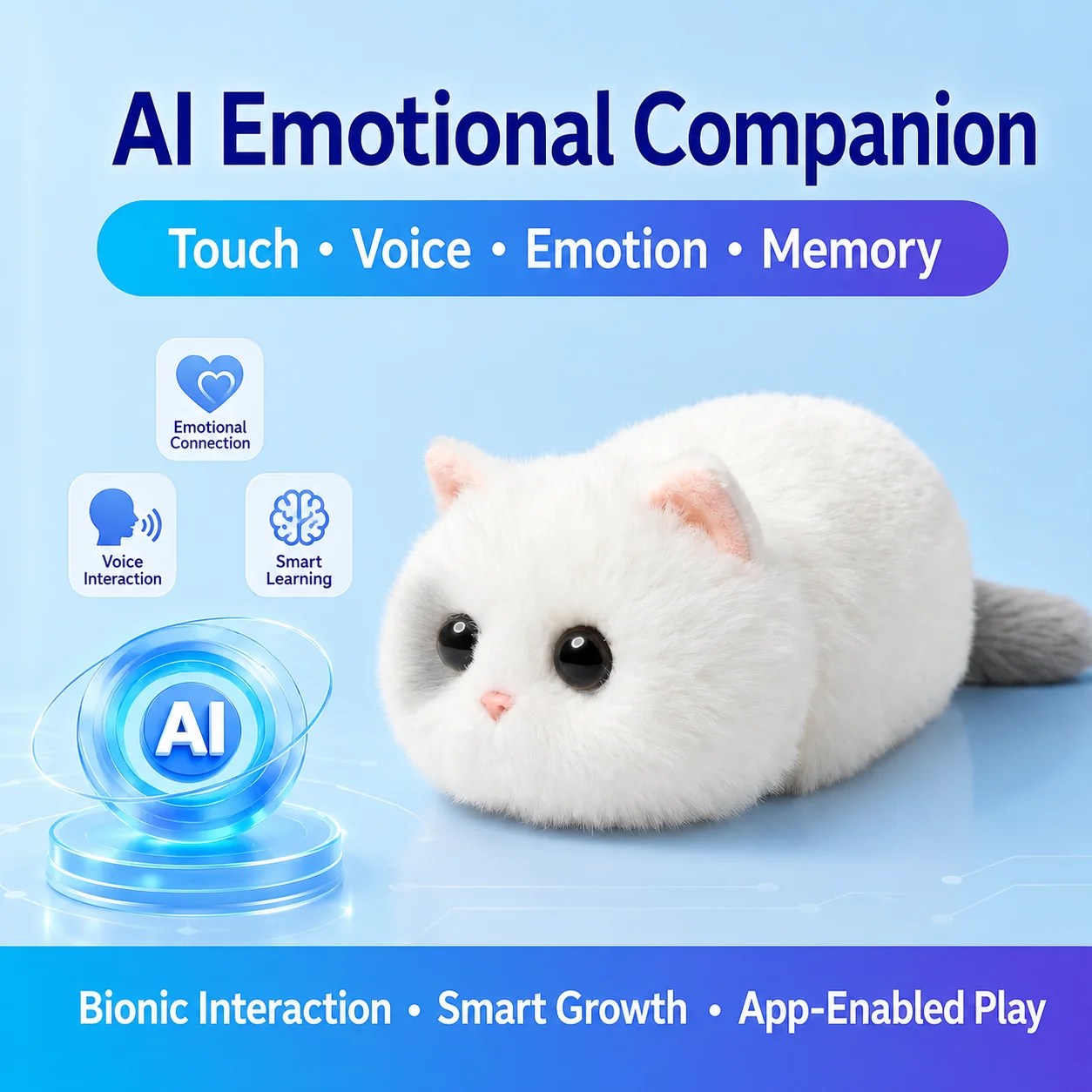 AI Toy Robot Cat Electronic Pet for Kids Smart Memory Voice Control App Enabled Learning Toy