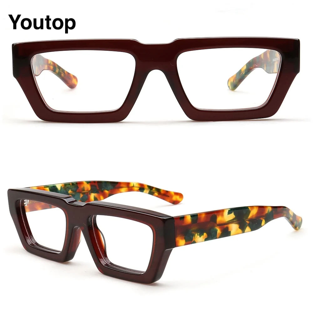 Funky Vintage Women Glasses Frame Square Optical Eyewear for Men Rectangle Eyeglass Prescription Transparent Spectacles Hipster