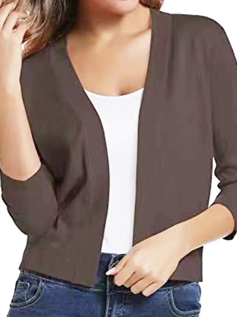 

Slim Fit Casual Color Jaet Женский irt Sle Faion Summer Long Sve ort Length Открытый кардиган Sle