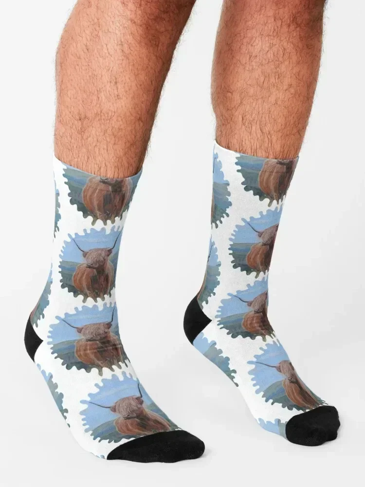 Calcetines de vaca de las tierras altas moda japonesa antideslizante anime medias de Navidad calcetines hombre mujer