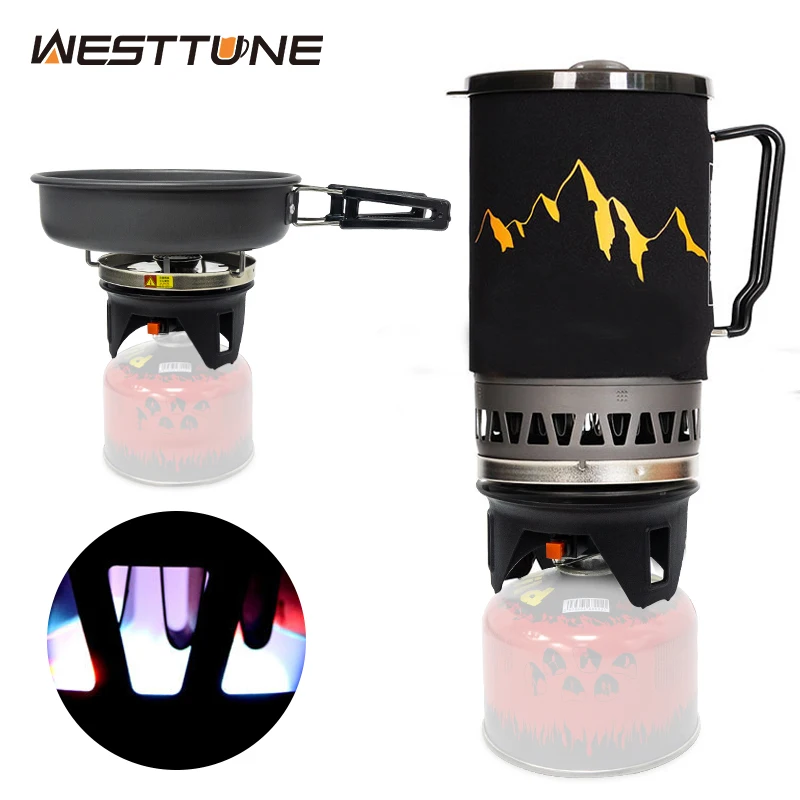 WESTTUNE Outdoor Cooking System Camping Propane Cooking Gear with Heat Exchanger Portable Gas Burner for Picnic Emergency Use