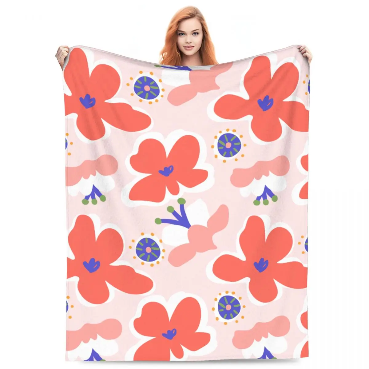 Flower Coloring Pattern Blanket Fleece Sofa Throw Blanket Super Soft for Couch Bedding Outdoor Throws Bedspread Quilt