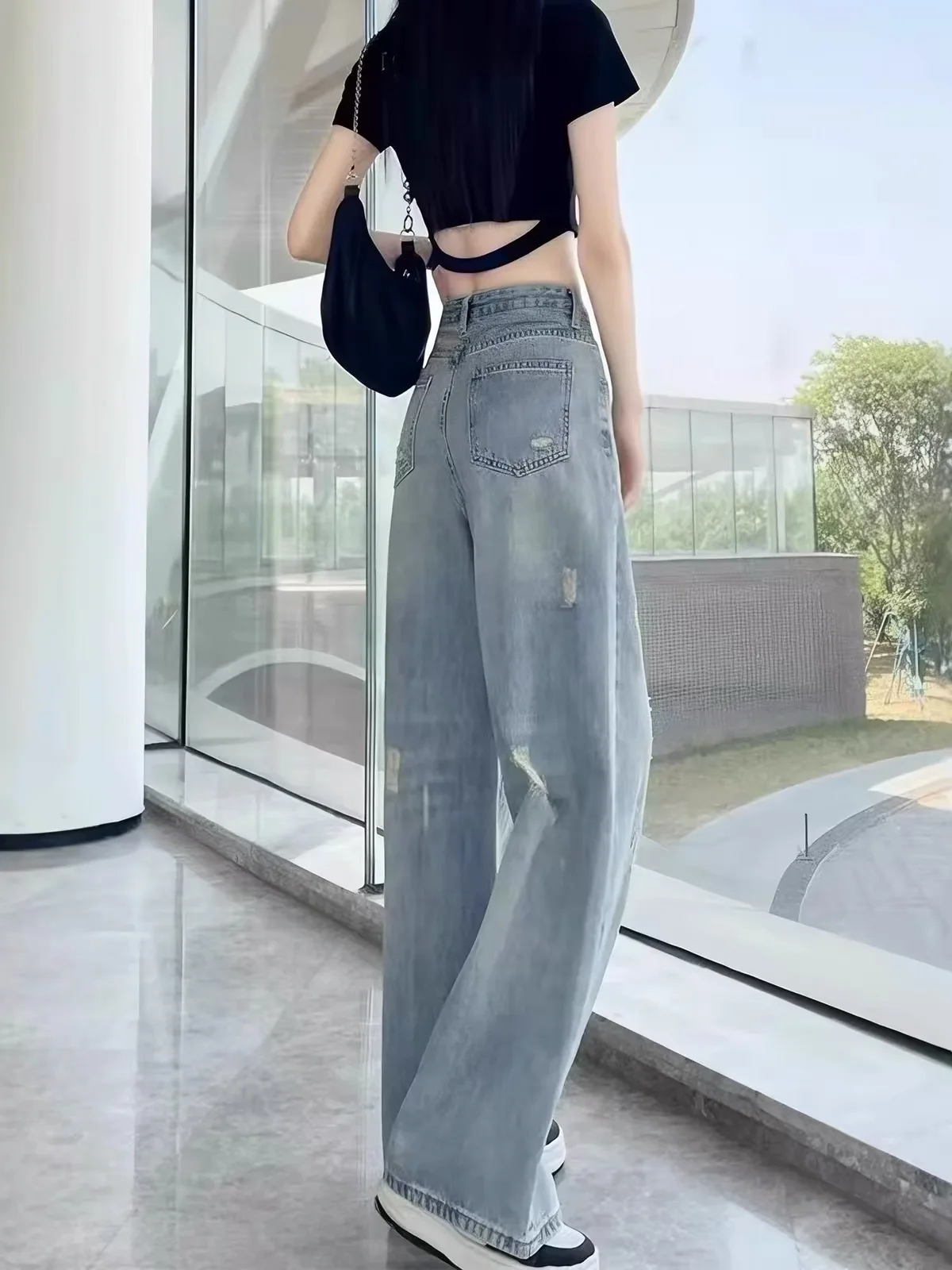 American Style Vintage Washed Denim Jeans Women's Autumn 2026 New Pear Body Shape Lazy Draped Floor-Length Pants