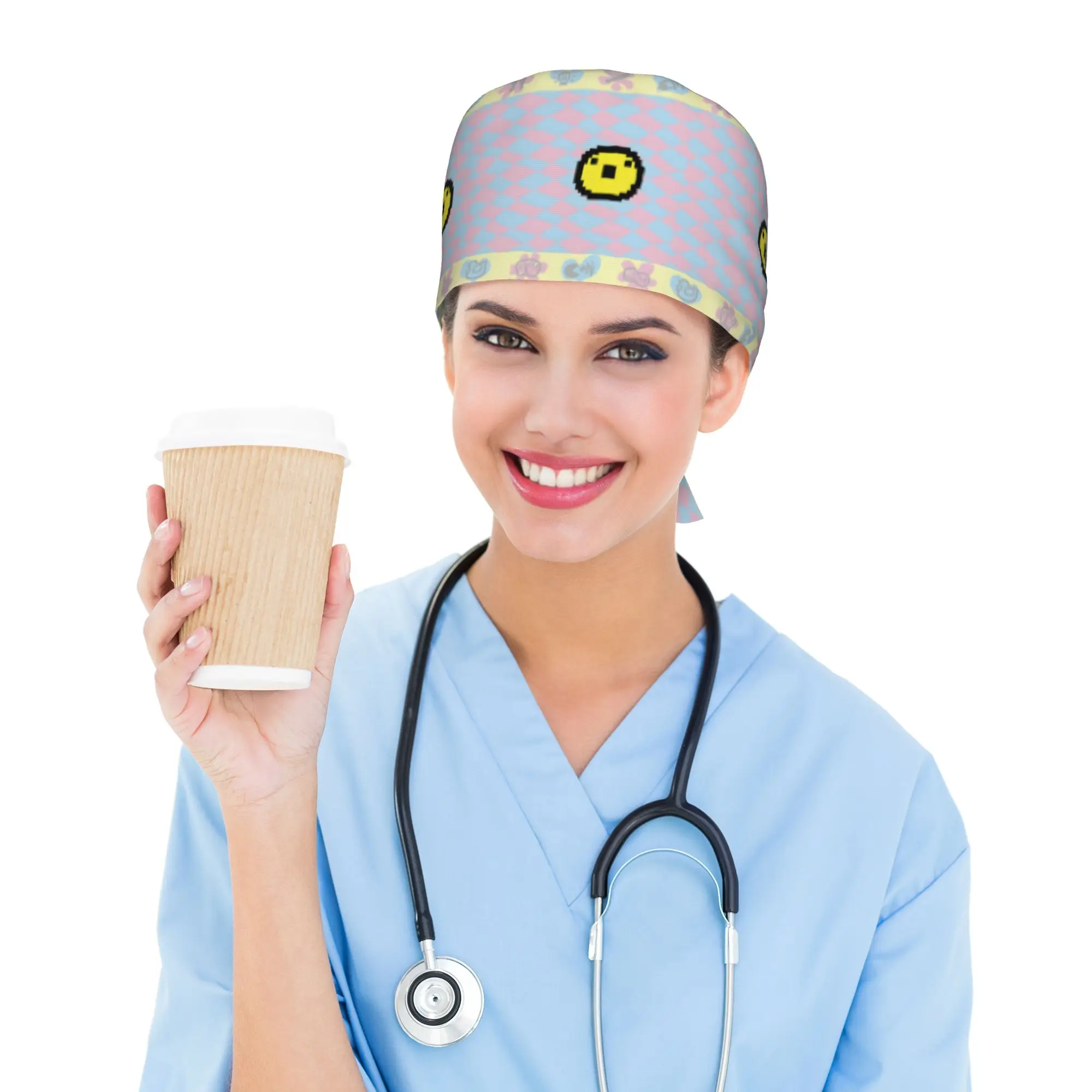 toucas-cirurgicas-personalizadas-tamagotchies-com-desenhos-animados-toucas-medicas-unissex-para-enfermeiros-chapeus-de-trabalho-para-cirurgia-medica