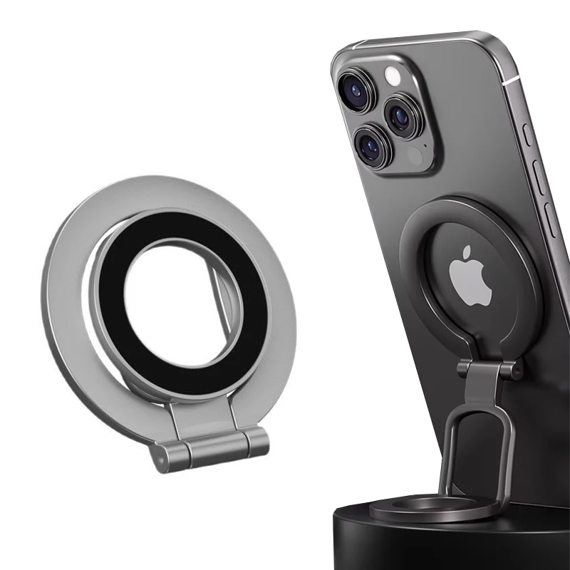 

Складной держатель для телефона с кольцом на палец, двойная магнитная подставка для смартфона для Magsafe iPhone 17 16 Pro Max 15, 14, 13, 12, крепление для спортзала/железа