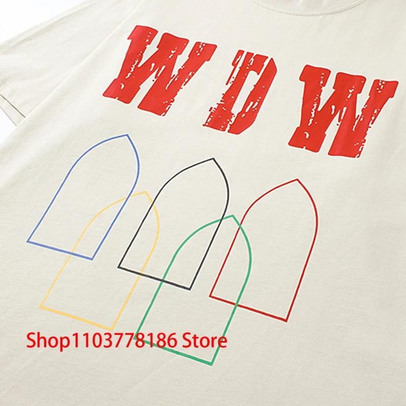 Oversized Who Decides War T-shirt Trend Brand WDW Classic Logo Tee Pullover Summer Breathable Cotton All-match Short Sleeve Tops